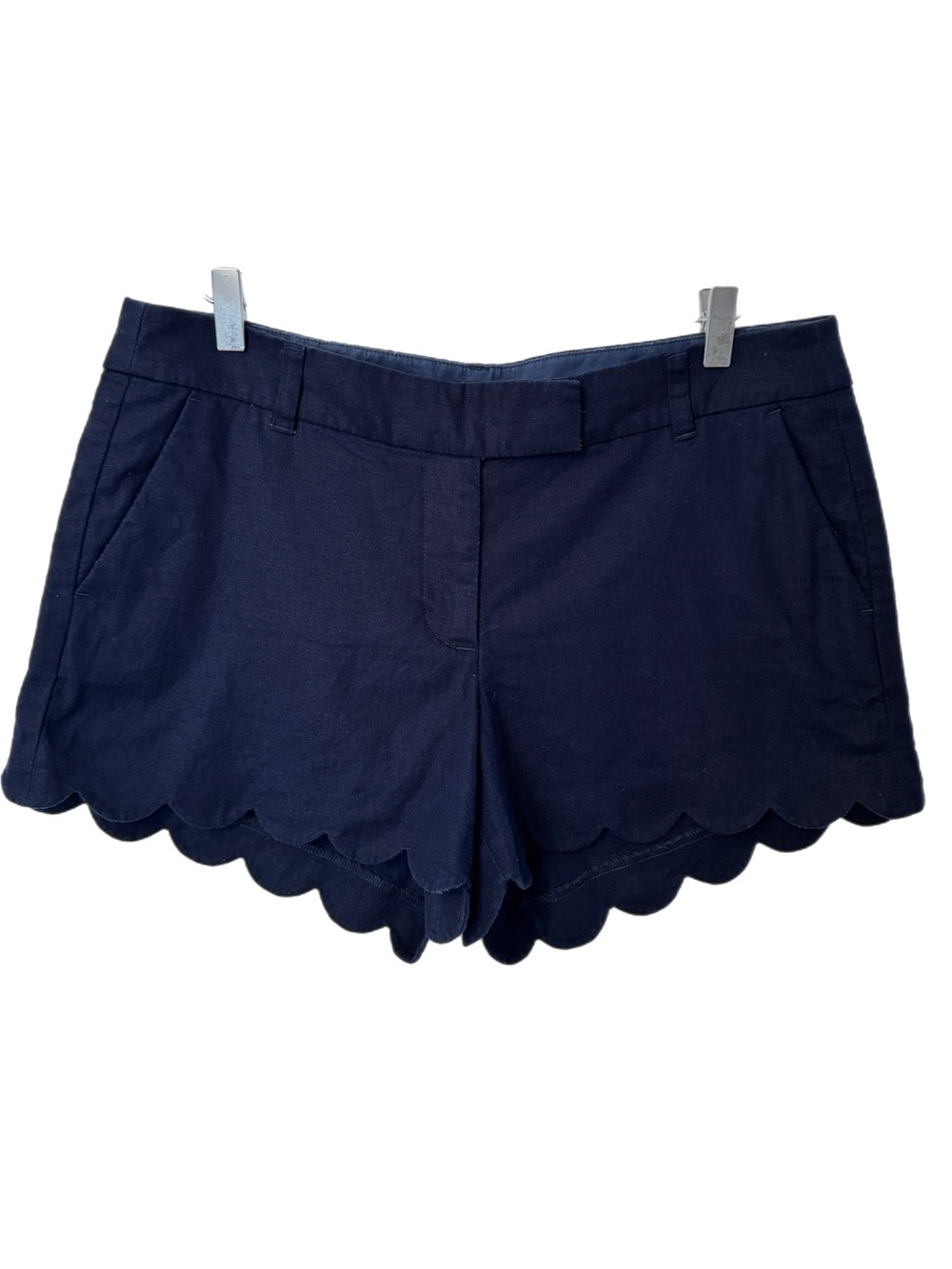 J. Crew 4" Linen-Cotton Scalloped Hem Short Sz 12
